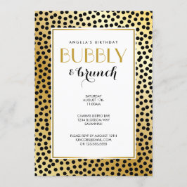 Modern Polka Dot Mönster Black och Guld Inbjudningar
