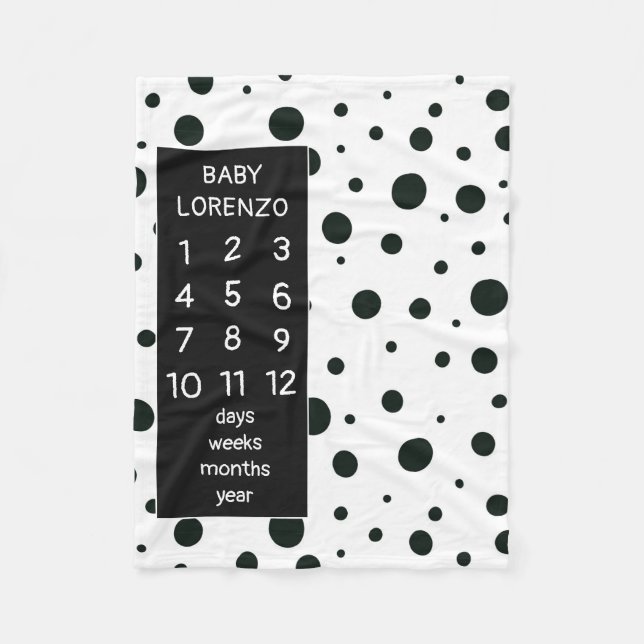 Modern Polka dots Baby Milestone Blanket Fleecefilt (Framsidan)