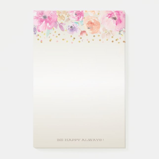 Modern Polka dots,Konfetti,Blommor-Personlig Post-it Block (Framsida)