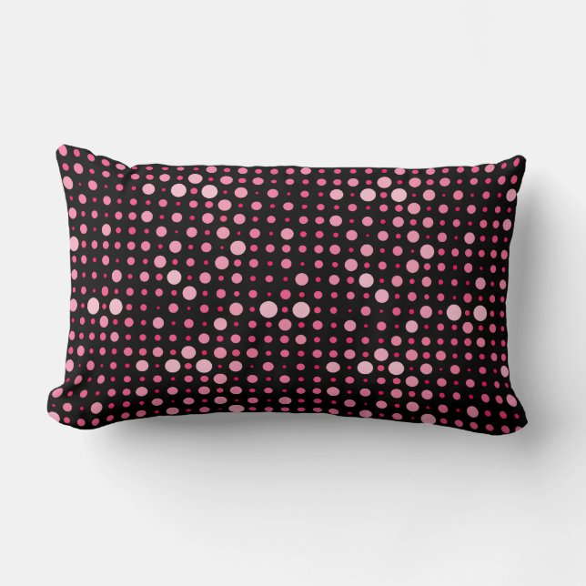 Modern Polka punkt 01.Rosa Black BG Lumbarkudde (Framsida)