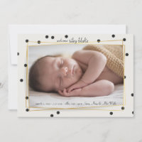 Modern polkadot Photo Birth-annonsering