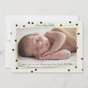 Modern polkadot Photo Birth-annonsering Meddelande