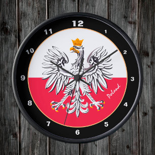 Modern polsk Flagga & Eagle, Polens trendig Rund Klocka