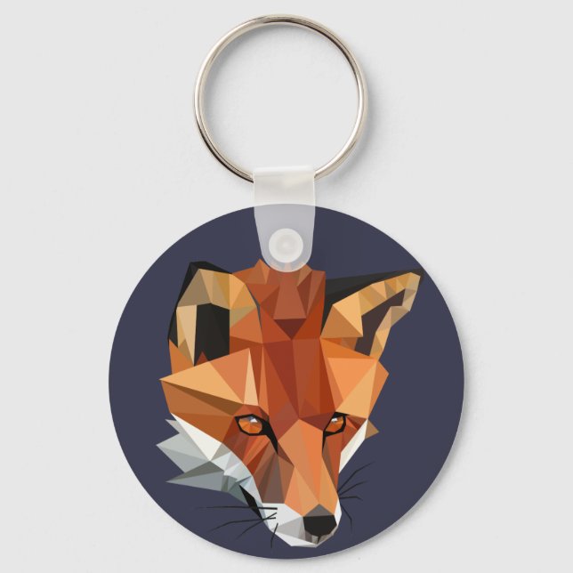Modern polygon Fox-Anpassningsbar Nyckelring (Framsida)
