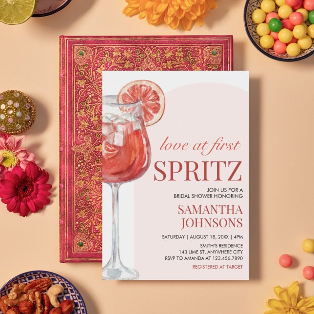 Modern Pomelo Cocktail-Möhippa Inbjudningar (Love at First Spritz Bridal Shower Invitation)