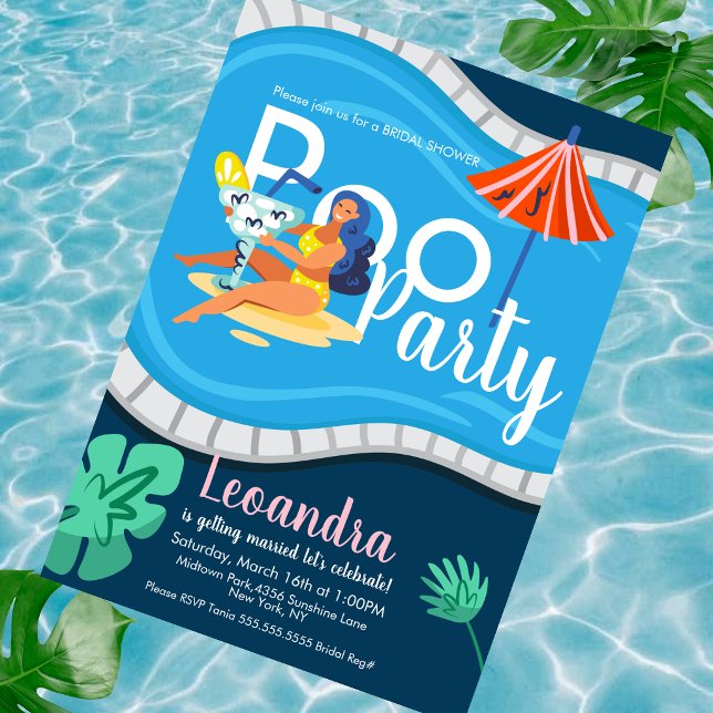 Modern pool party bröllopsdusch vuxen inbjudan (Skapare uppladdad)