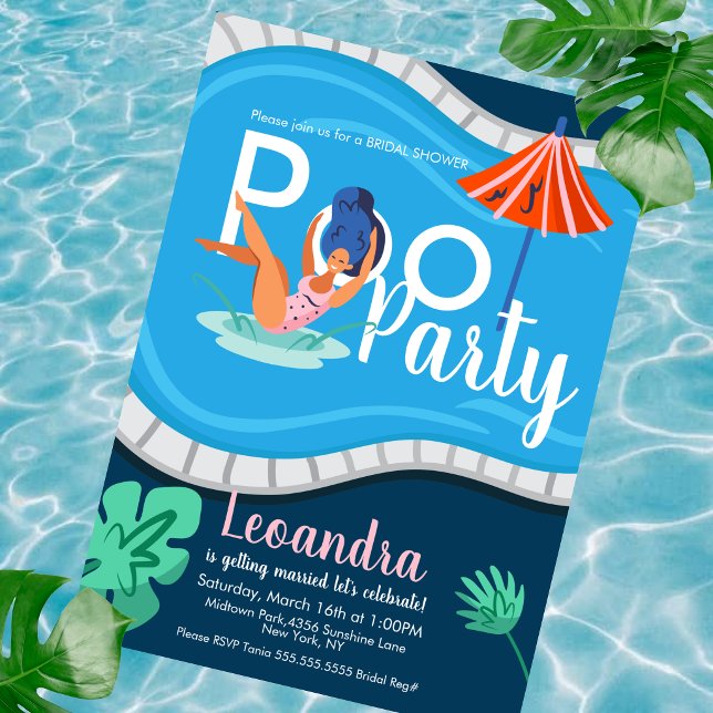 Modern pool party bröllopsdusch vuxen inbjudan B (Skapare uppladdad)
