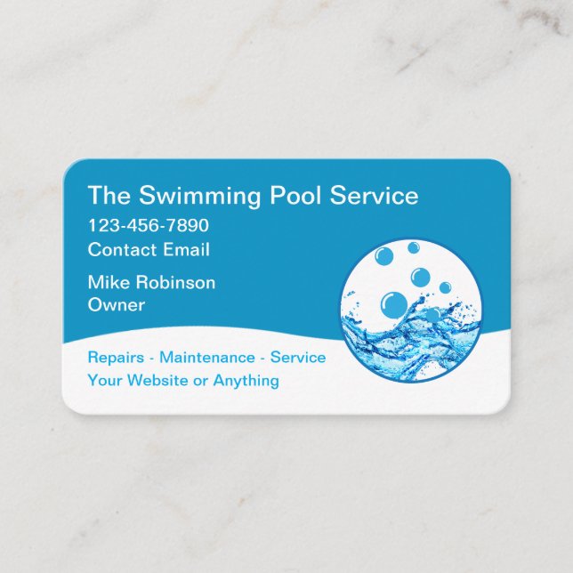 Modern Poolservice Unik Visitkort (Framsida)