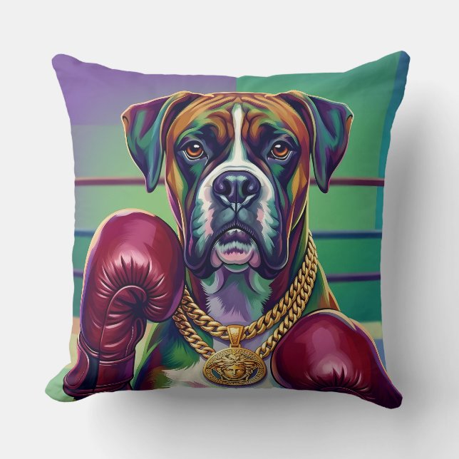 Modern Pop Art Boxer Dog Boxing Athlete 360° Kudde (Framsida)