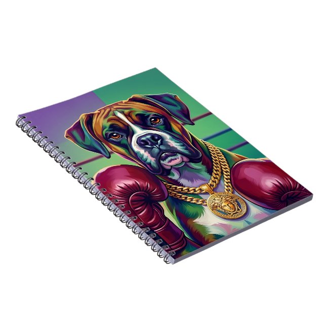 Modern Pop Art Boxer Dog Boxing Athlete Anteckningsbok (Högra Sidan)