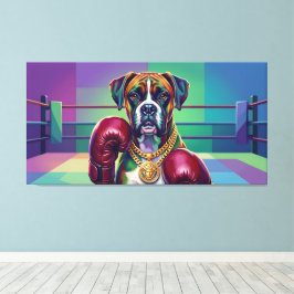 Modern Pop Art Boxer Dog Boxing Athlete Canvastryck