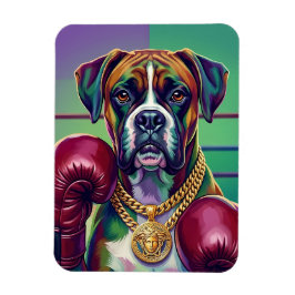 Modern Pop Art Boxer Dog Boxing Athlete Magnet
