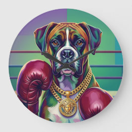 Modern Pop Art Boxer Dog Boxing Athlete Stor Klocka