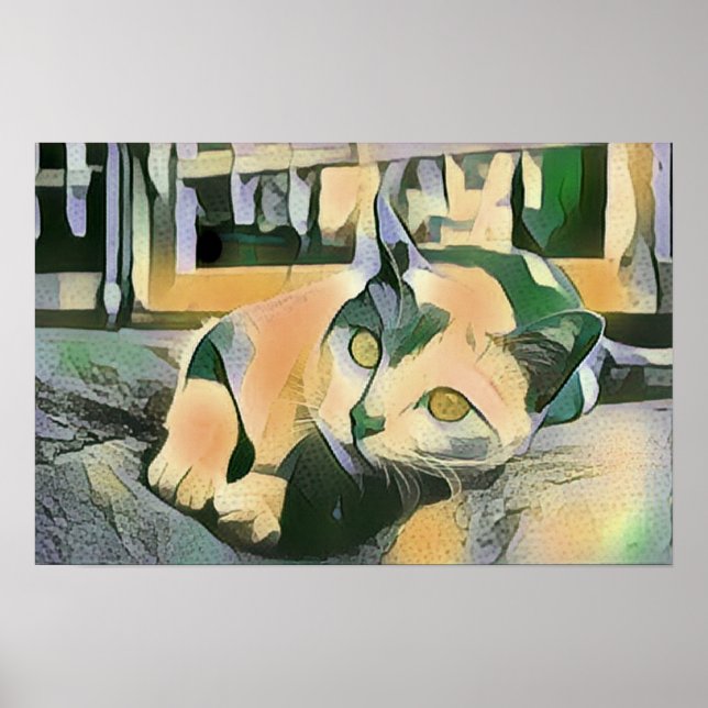 Modern pop Art Calico Kattunge för Cat Lovers Poster (Framsidan)