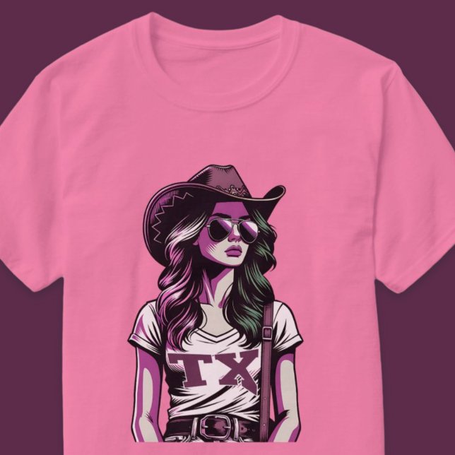 Modern Pop Art Coola Texas Cowgirl Western T Shirt (Modern Pop Art Cool Texas Cowgirl Western T-Shirt)
