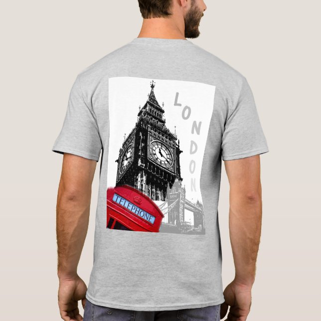 Modern Pop Art Elegant London Big Ben Clock Torn T Shirt (Baksida)