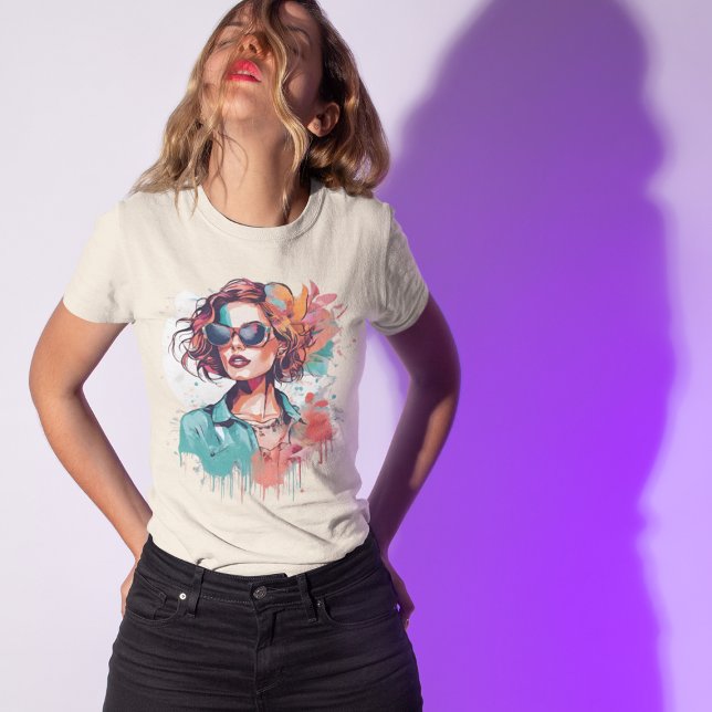 Modern-Pop-Art Frauenportrait T Shirt (Skapare uppladdad)