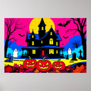 Modern Pop Art Halloween-kyrkogård Poster