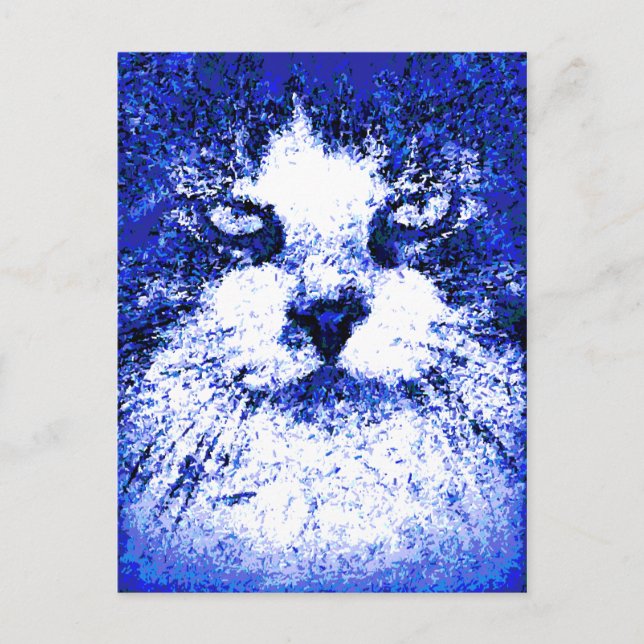 Modern Pop Art Katt Blå Vykort (Framsida)