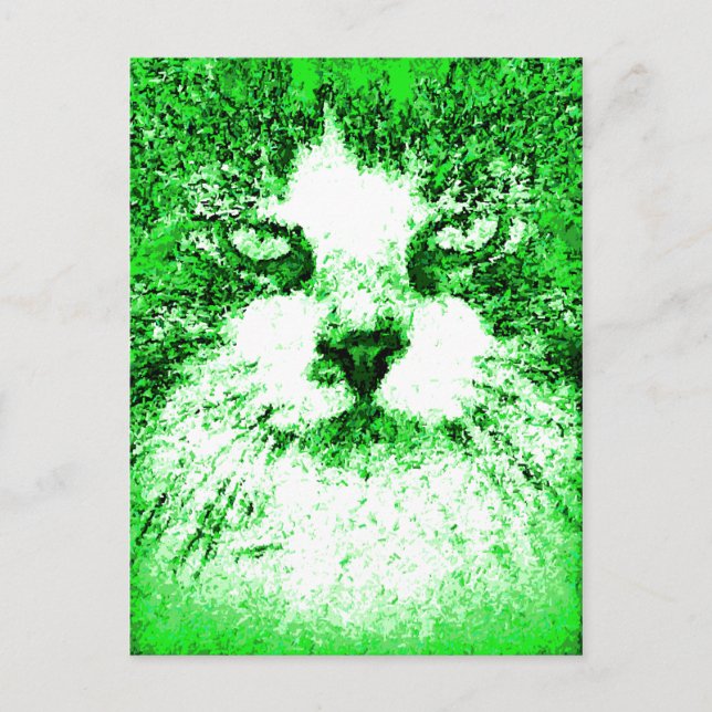 Modern Pop Art Katt Grön Vykort (Framsida)
