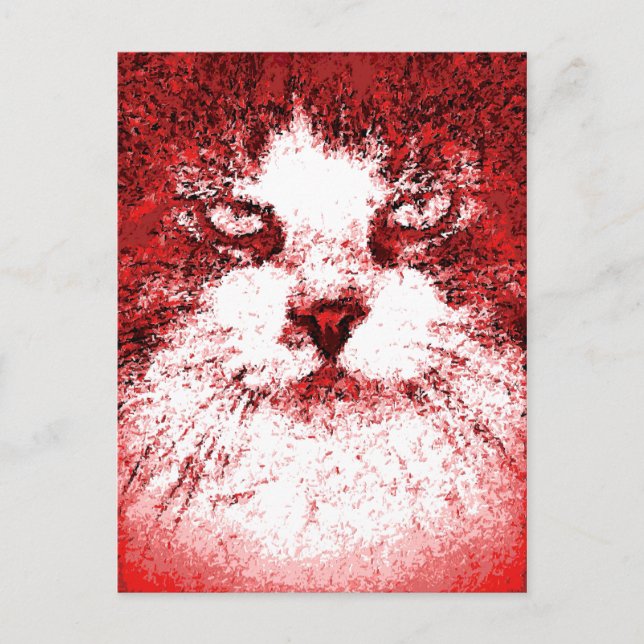 Modern Pop Art Katt Röd Vykort (Framsida)