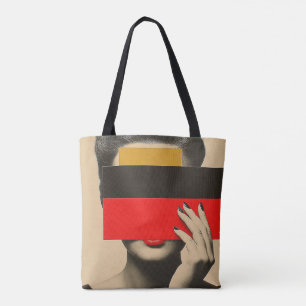 Modern pop Art Mysterous Woman bakom Färg Tygkasse