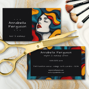 Modern Pop Art Retro Färgglad Hår Makeup Visitkort