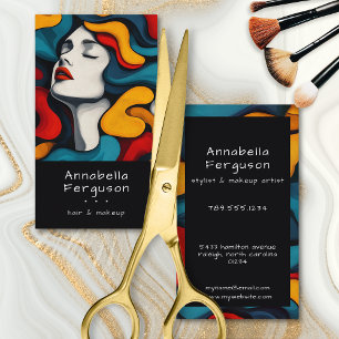 Modern Pop Art Retro Färgglad Hår Makeup Visitkort