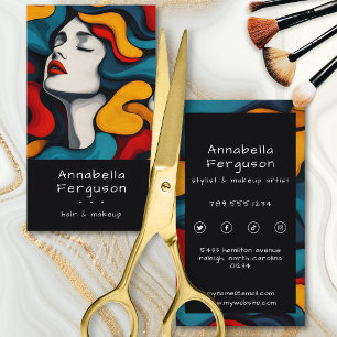 Modern Pop Art Retro Färgglad Hår Makeup Visitkort