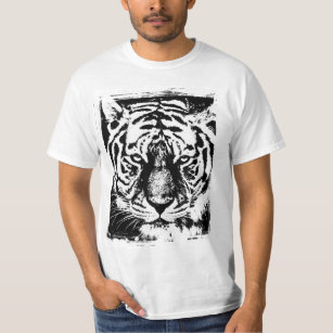 Modern Pop Art Tiger Ansikte Manar Value White T Shirt