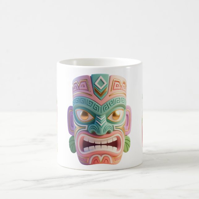Modern Pop Art Tiki Head Mask Kaffemugg (Center)