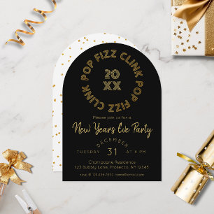 Modern Pop Fizz Clink Nyårsafton Party Inbjudningar
