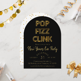Modern Pop Fizz Clink Nyårsafton Party Inbjudningar