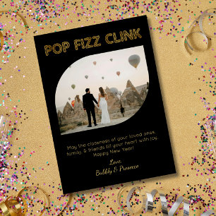 Modern Pop Fizz Clink Typography Gott nytt år Julkort