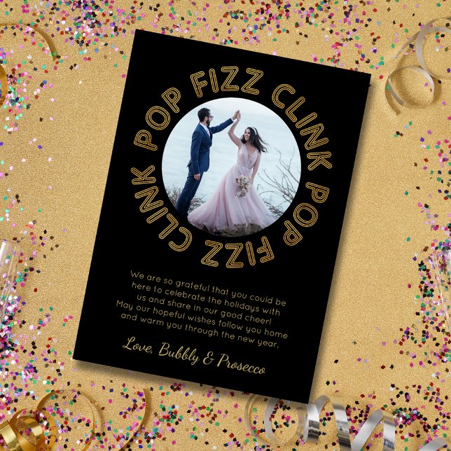 Modern Pop Fizz Clink Typography Gott nytt år Julkort (Skapare uppladdad)
