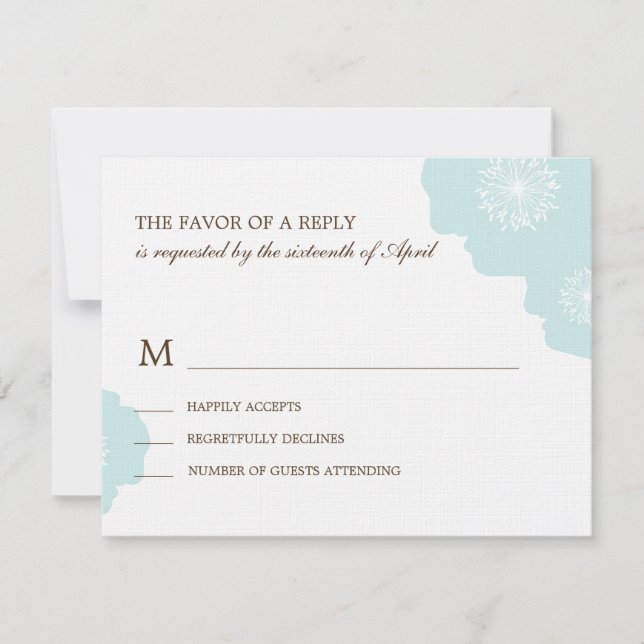 Modern poppies Bröllop OSA Card - Aqua Blue Kort (Framsida)