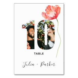 Modern Poppy Red Bröllop Bordsnummer 10