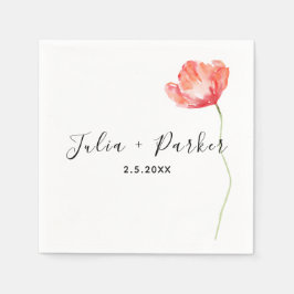 Modern Poppy Red Bröllop Pappersservett