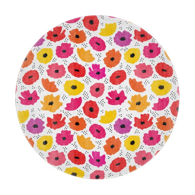 Modern Poppy Rosa Red Orange Blommigt Dots Mönster (Framsidan)
