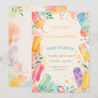 Modern Popsicle Baby Shower | Färgsprak Inbjudningar