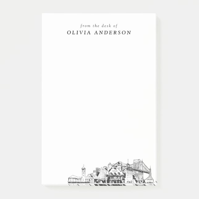 Modern Portland Professionell Gift-Personlig Post-it Block (Framsida)
