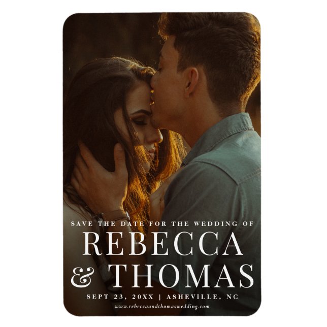 Modern porträtt-foto bröllop spara datum magnet (Vertikal)