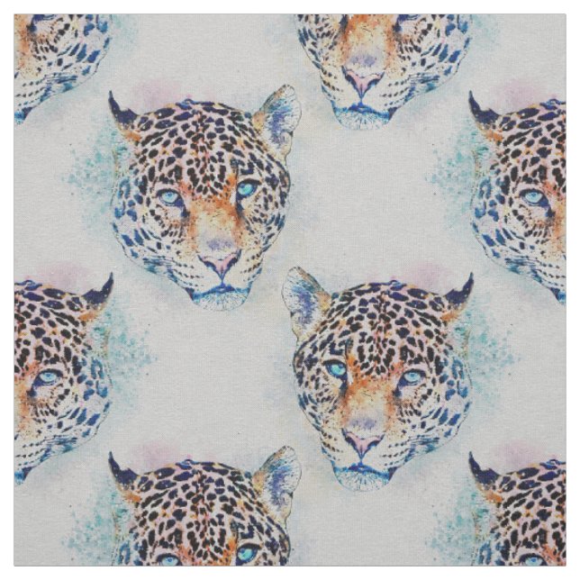 Modern Porträtt Leopard, färgfärg Tyg (Provkarta)