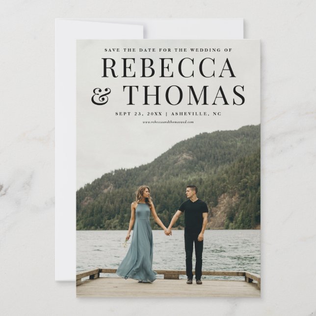 Modern porträttfoto bröllop spara datum datumet (Framsida)
