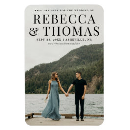 Modern porträttfoto bröllop spara datum magnet