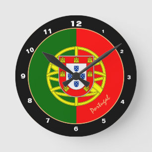 Modern portugisisk Flagga, Portugals hem/design Rund Klocka