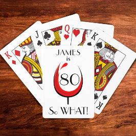 Modern positiv röd Vin-glas 80:e födelsedag Casinokort