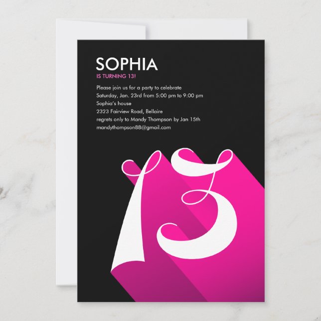 Modern post 13:e Födelsedagsfest inbjudan (Framsida)