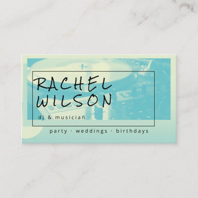 Modern poster duoton blue och gult dj-musiker visitkort (Framsida)