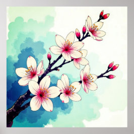 Modern poster konstblommor